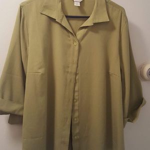 CJ Banks deep sage green shirt size 1x